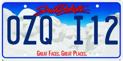 SD license plate 0ZQI12