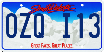 SD license plate 0ZQI13