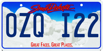 SD license plate 0ZQI22