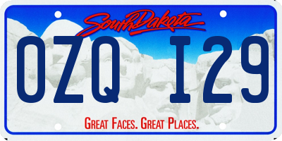 SD license plate 0ZQI29