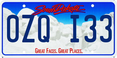 SD license plate 0ZQI33