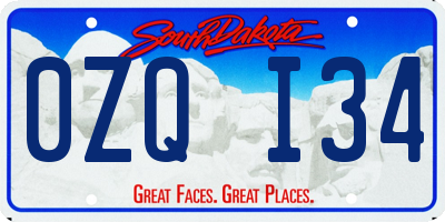 SD license plate 0ZQI34