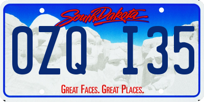 SD license plate 0ZQI35