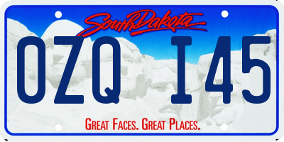 SD license plate 0ZQI45