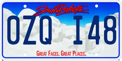 SD license plate 0ZQI48