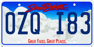 SD license plate 0ZQI83