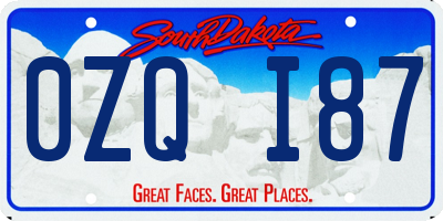 SD license plate 0ZQI87