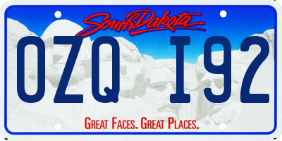 SD license plate 0ZQI92