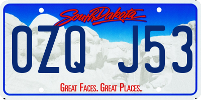 SD license plate 0ZQJ53