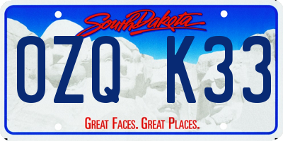 SD license plate 0ZQK33