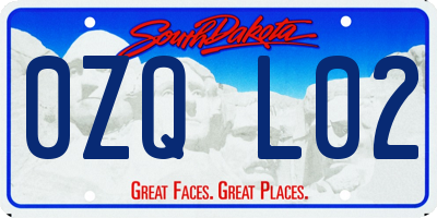 SD license plate 0ZQL02