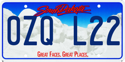 SD license plate 0ZQL22