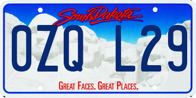 SD license plate 0ZQL29