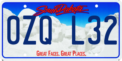SD license plate 0ZQL32