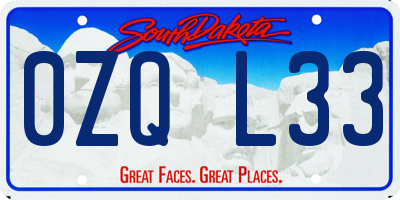 SD license plate 0ZQL33