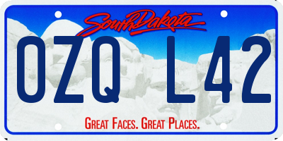 SD license plate 0ZQL42