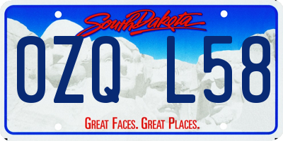 SD license plate 0ZQL58