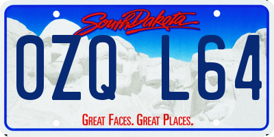 SD license plate 0ZQL64