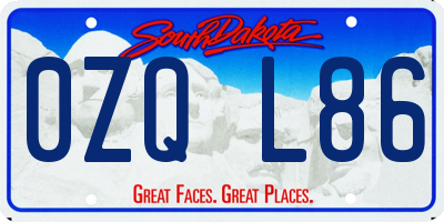 SD license plate 0ZQL86