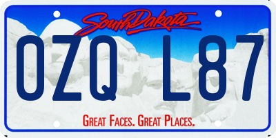 SD license plate 0ZQL87