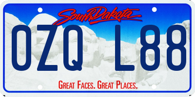 SD license plate 0ZQL88