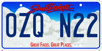 SD license plate 0ZQN22