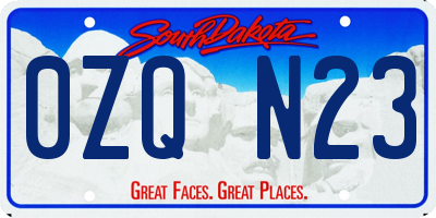SD license plate 0ZQN23