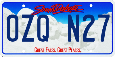 SD license plate 0ZQN27