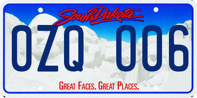 SD license plate 0ZQO06