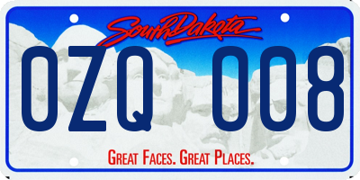 SD license plate 0ZQO08