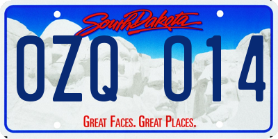 SD license plate 0ZQO14