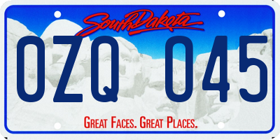 SD license plate 0ZQO45