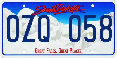 SD license plate 0ZQO58