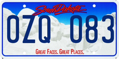 SD license plate 0ZQO83