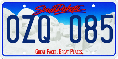 SD license plate 0ZQO85