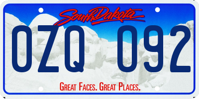 SD license plate 0ZQO92