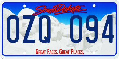 SD license plate 0ZQO94