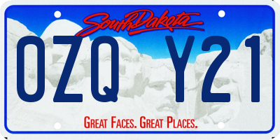 SD license plate 0ZQY21