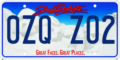 SD license plate 0ZQZ02