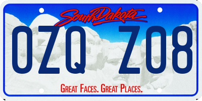 SD license plate 0ZQZ08