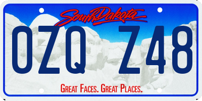 SD license plate 0ZQZ48