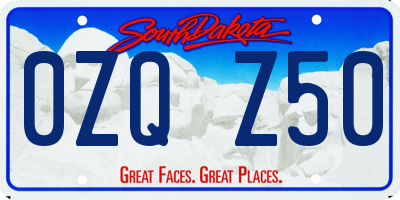 SD license plate 0ZQZ50
