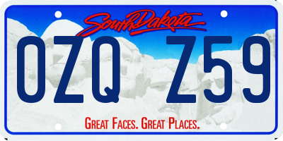 SD license plate 0ZQZ59