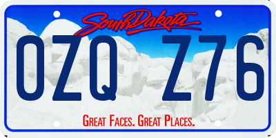 SD license plate 0ZQZ76