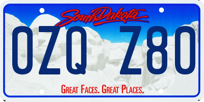SD license plate 0ZQZ80