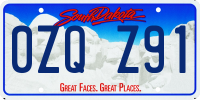 SD license plate 0ZQZ91