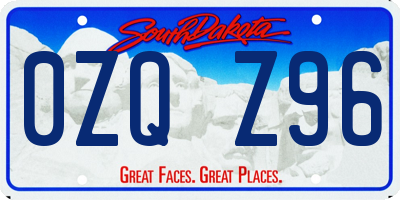 SD license plate 0ZQZ96