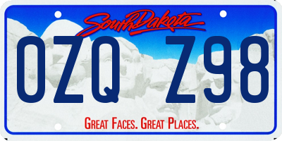 SD license plate 0ZQZ98