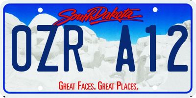 SD license plate 0ZRA12