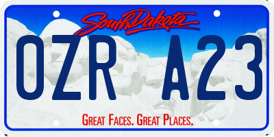 SD license plate 0ZRA23